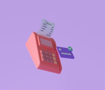 Online payment terminal concept. pos terminal icon, contectless payment transaction. 3d render illustration