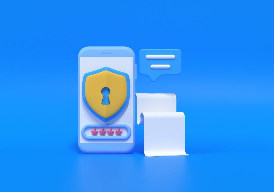 Payment via credit card concept. Secure online payment transactions with smartphone. Internet banking via credit card on mobile. 3D render illustration