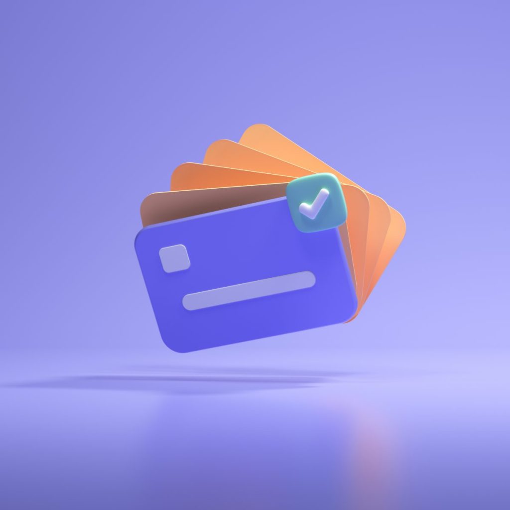 3d credit card icon for contactless payments, online payment concept. 3d render illustration
